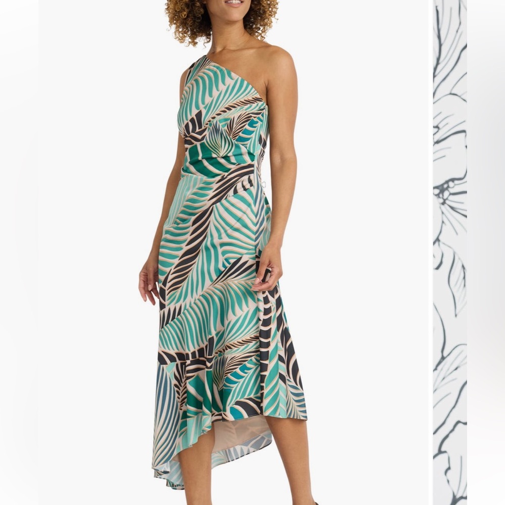 Maggy London Abstract one shoulder dress - Picture 4 of 5